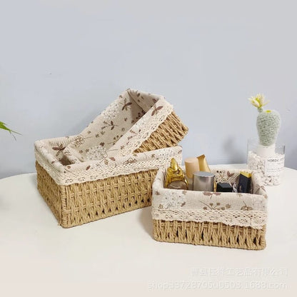 Multipurpose Rattan Decorative 3pc Storage Baskets