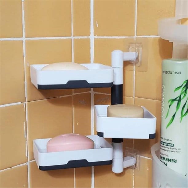 3 layer rotating drain soap holder.