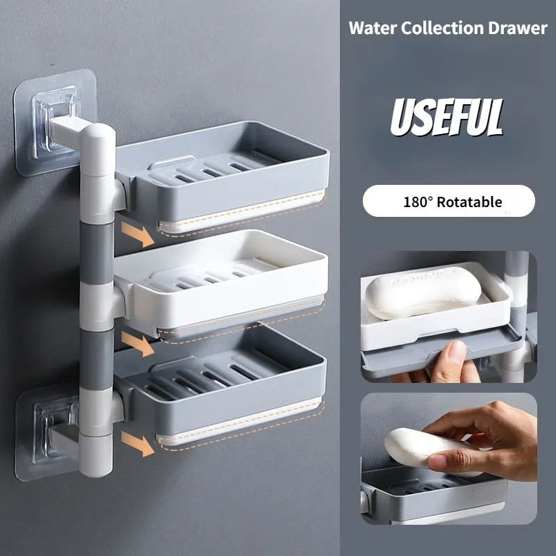 3 layer rotating drain soap holder.