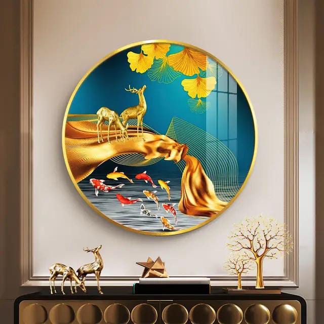 Circular Crystal Porcelain Painting with Aluminum Frame