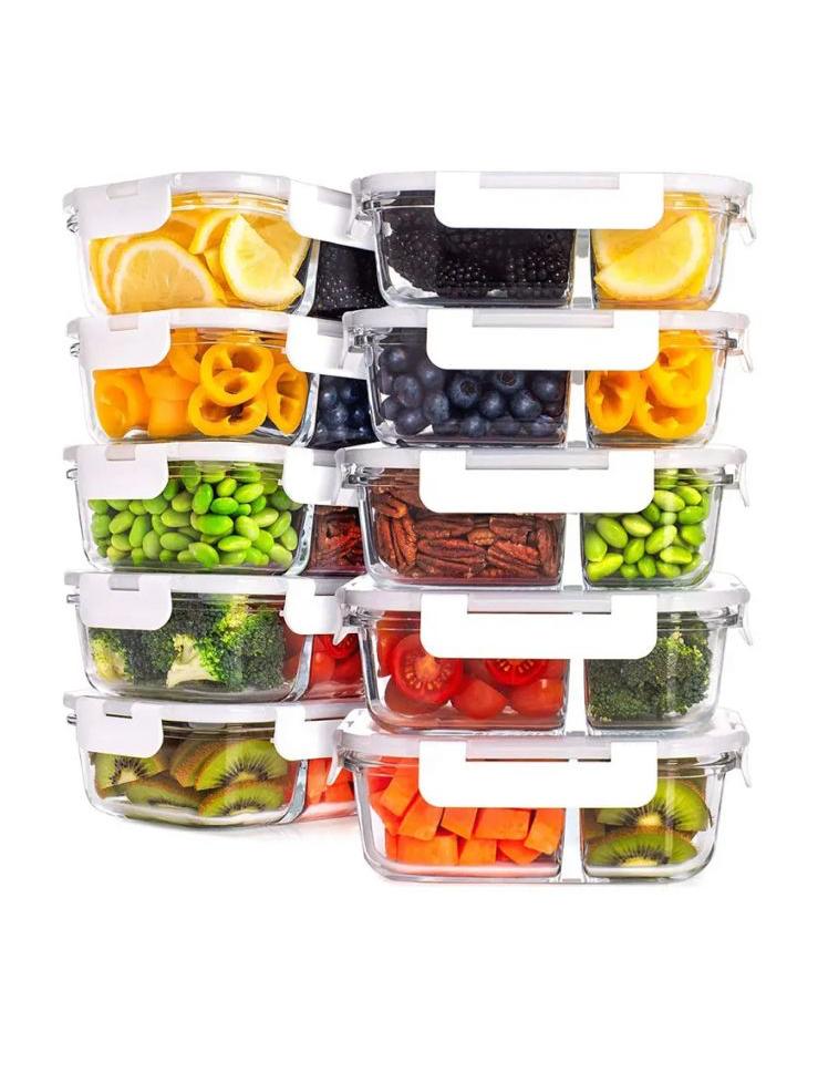 Partitioned Glass Food Storage Containers