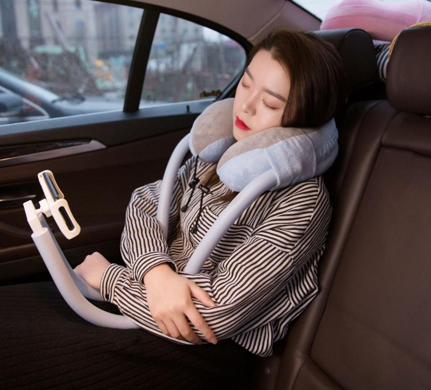 2 in 1 U Shaped Neck Pillow with Phone Holder