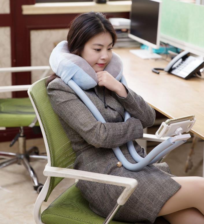 2 in 1 U Shaped Neck Pillow with Phone Holder