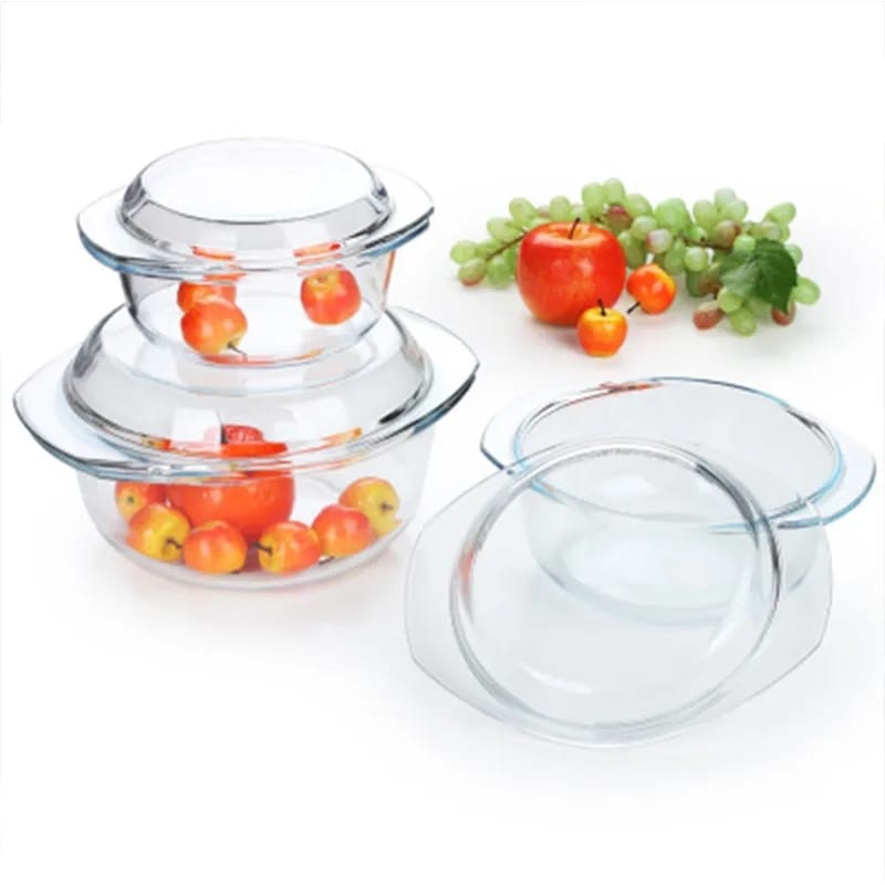 3Pcs Glass Casserole Dish With Lid Glass bowls