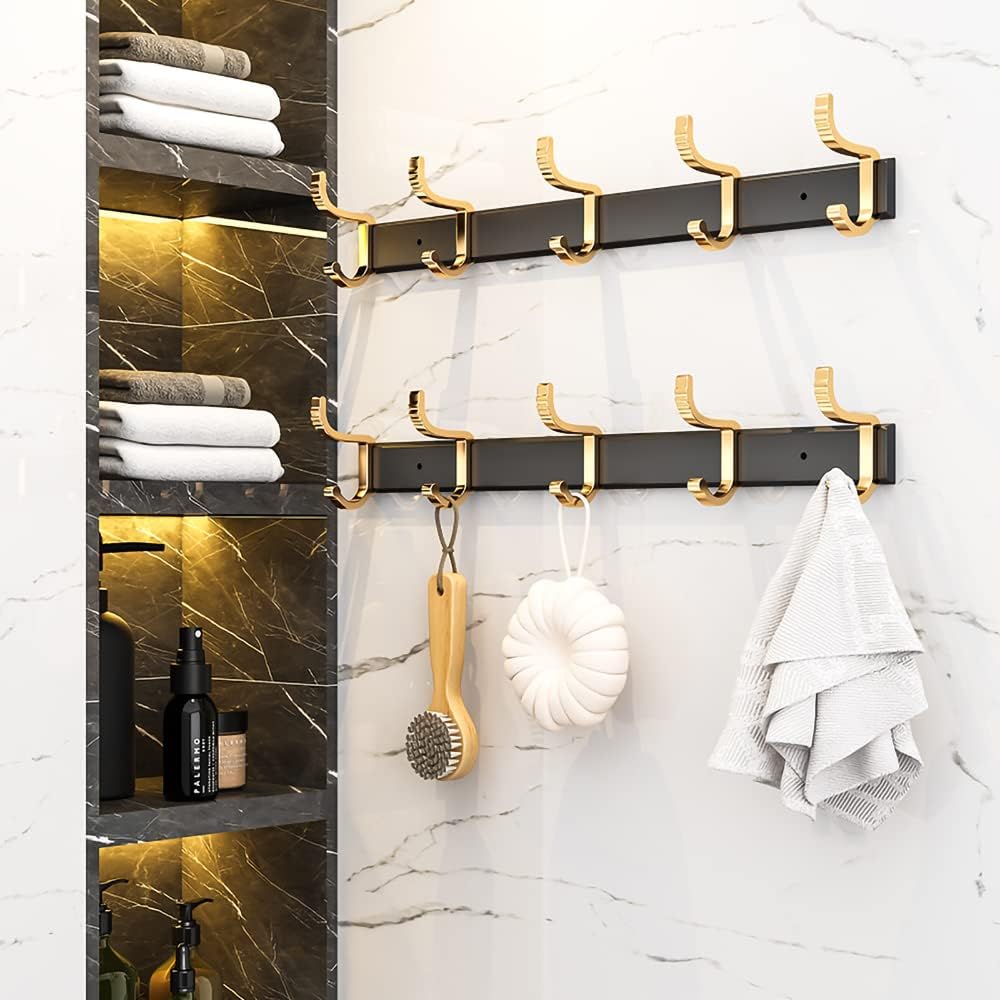 Wall Mounted Black Gold Aluminum Hanging Rack