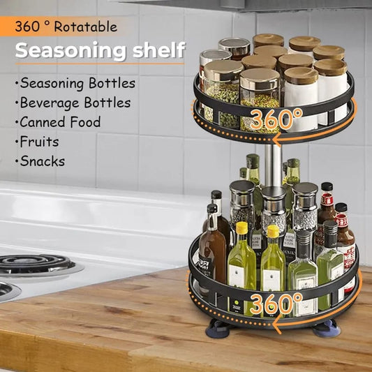 360 Rotating Metallic Kitchen Bathroom Storage Rack