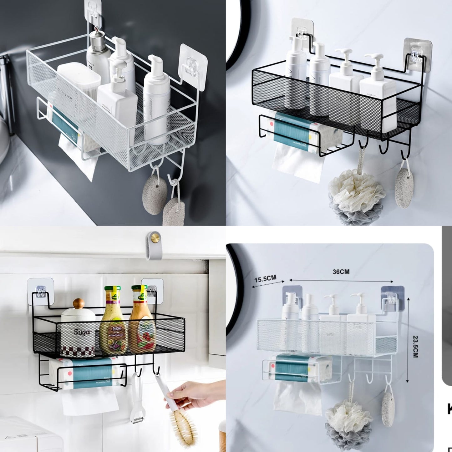 Wall Mounted Bathroom Shelf Shower Shampoo Rack