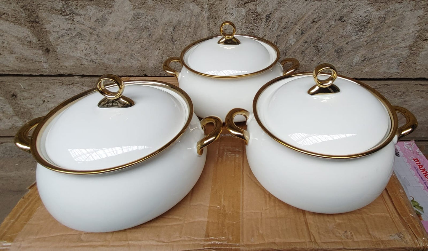 3pcs -Gold finishing ceramic serving bowls