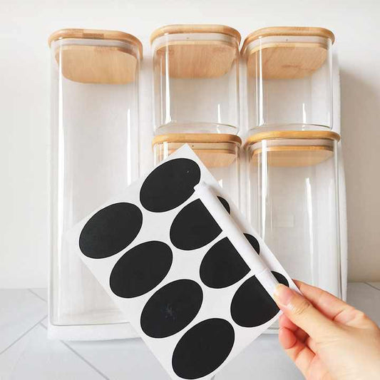 5Pcs Square Glass Jars with Labels