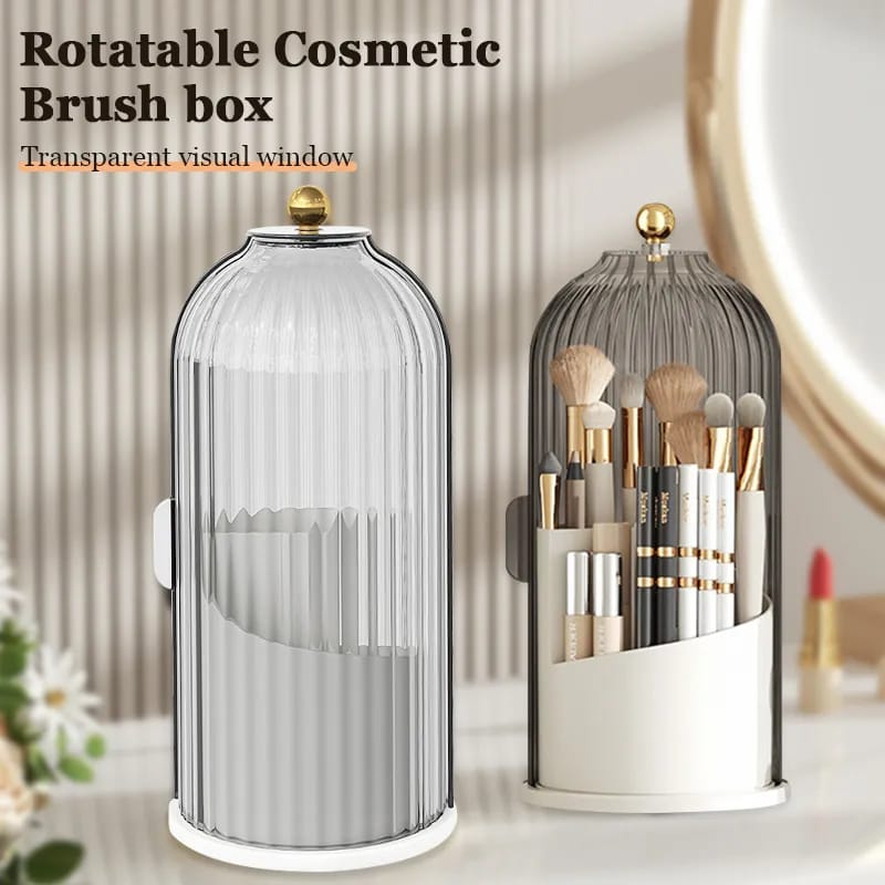 360° Rotating Makeup Brushes Holder with Lid