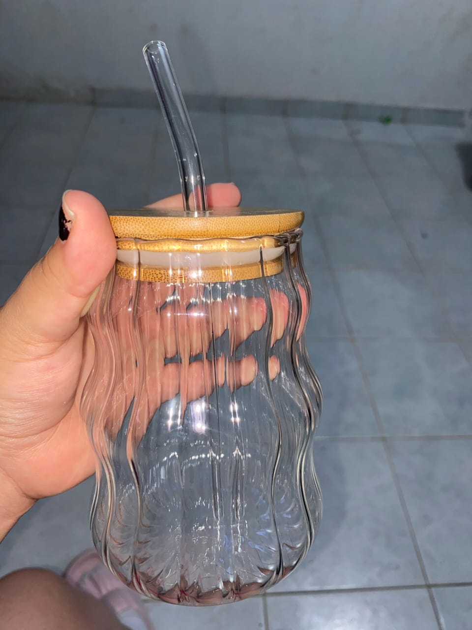 Glass Tumbler Cup with Straw