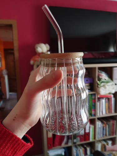 Glass Tumbler Cup with Straw