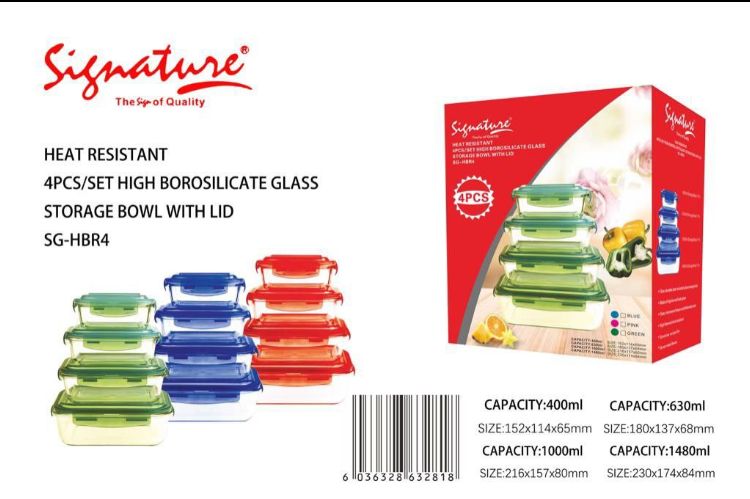 Borosilicate glass storage containers 4pc