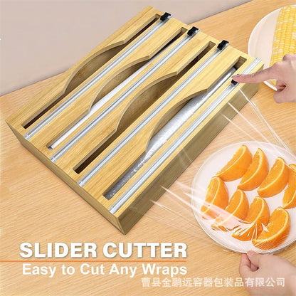 Eco friendly  Bamboo Kitchen Foil Wrap Dispenser