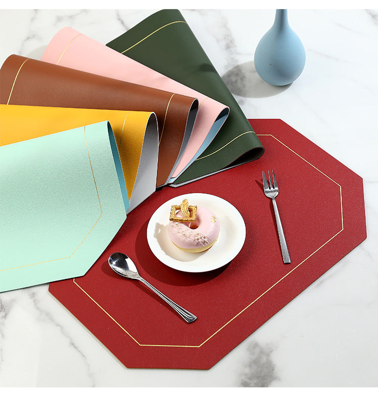 6pcs Double Sided Pu Leather Antislip Tablemats