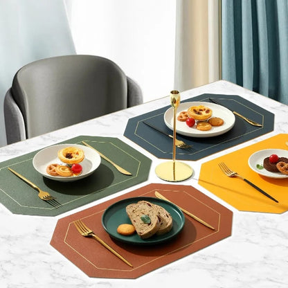 6pcs Double Sided Pu Leather  Table Mats