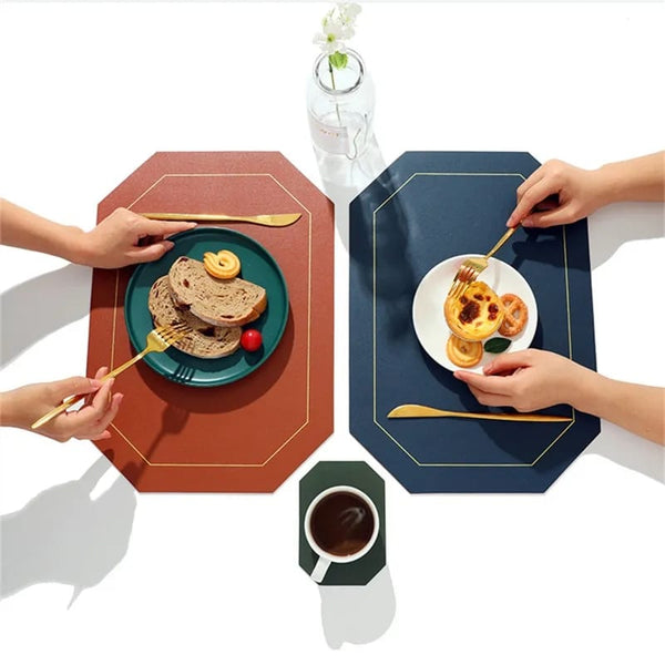 6-Piece Double-Sided PU Leather Anti-Slip Tablemats