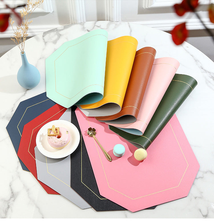 6pcs Double Sided Pu Leather Antislip Tablemats