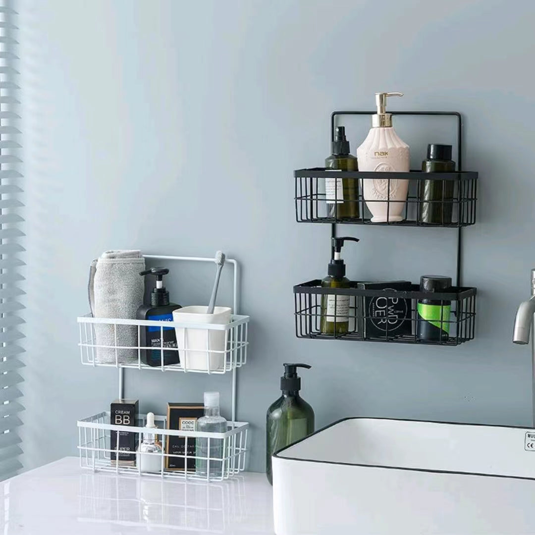 Double Layer Metallic Bathroom Over The Toilet Rack