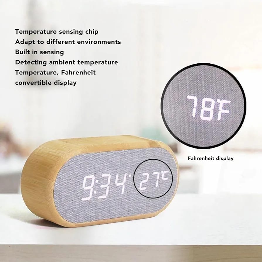 Wooden Digital Alarm Clock