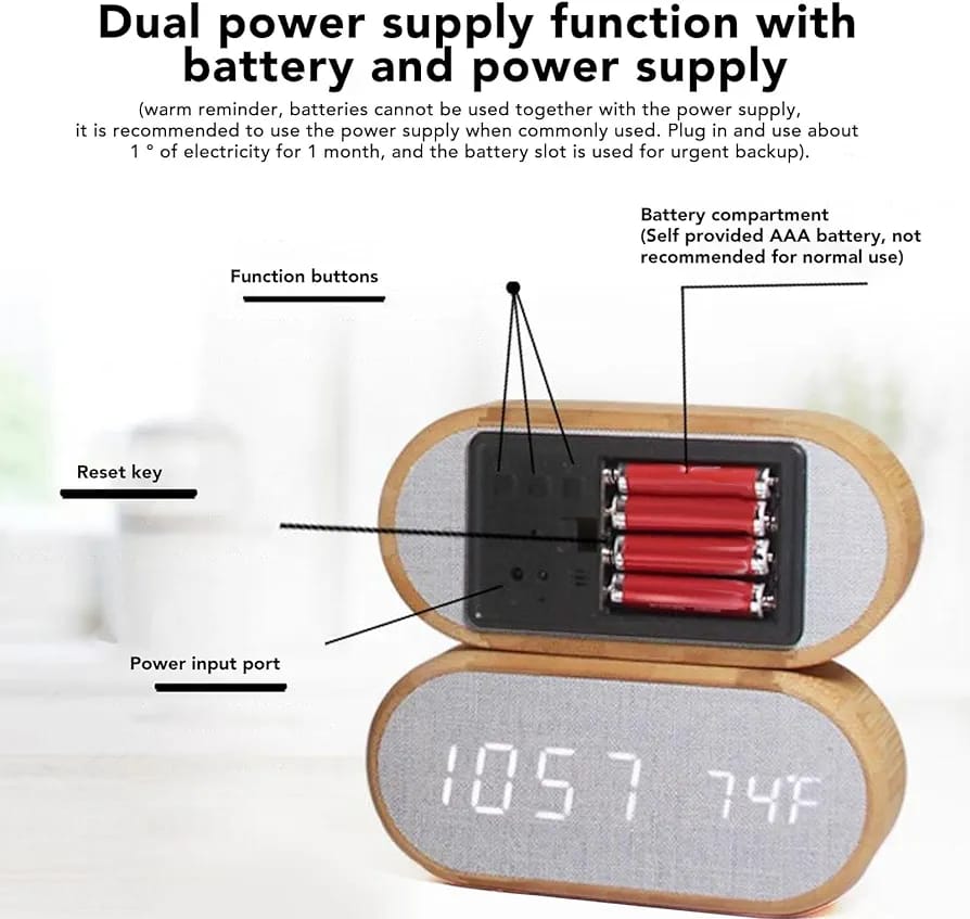 Wooden Digital Alarm Clock