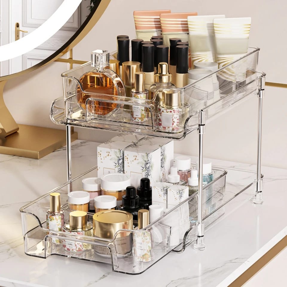 2 Tier Multifunctional Clear Organizing Tray