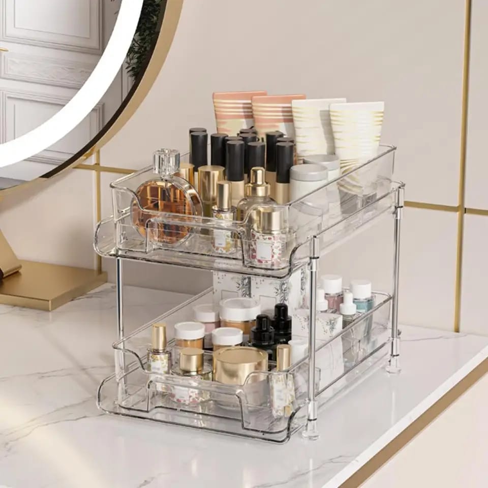 2 Tier Multifunctional Clear Organizing Tray