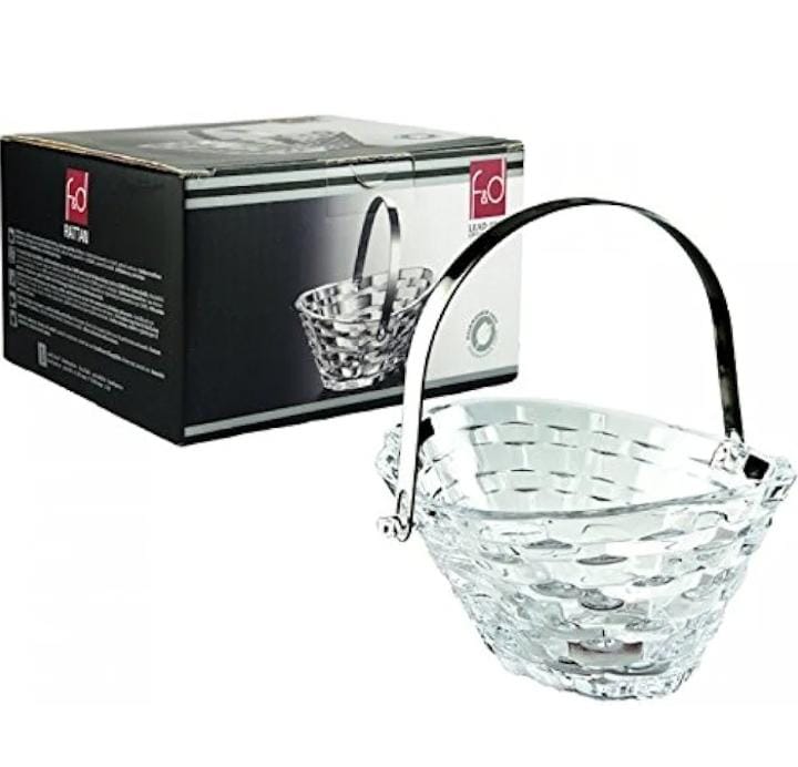 Decorative Crystal Glass Bowl with Handle