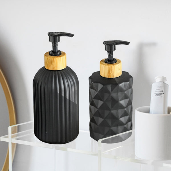 Luxury Textured Black Glass Lotion, Soap, and Gel Dispenser