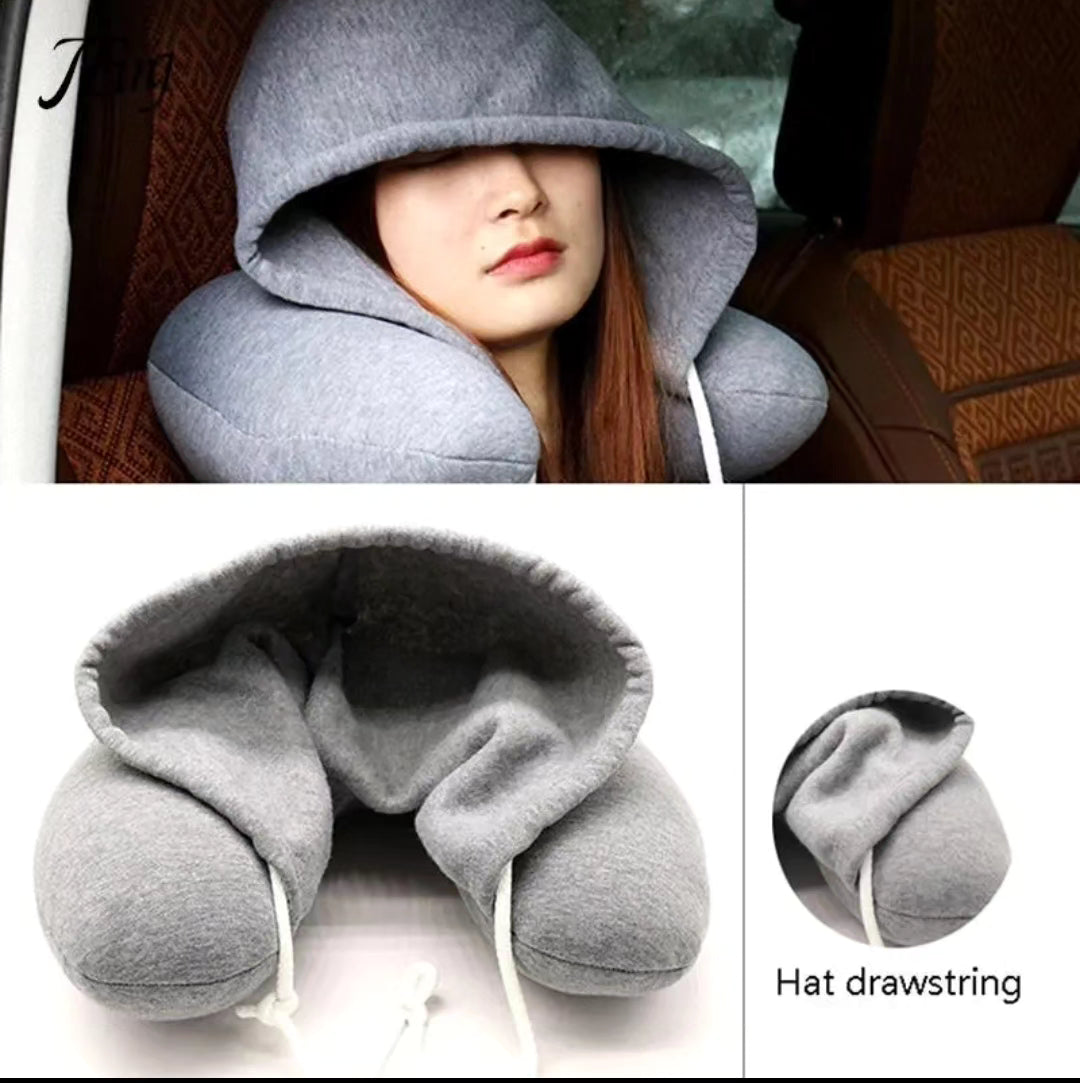 Neck pillow with hoodie