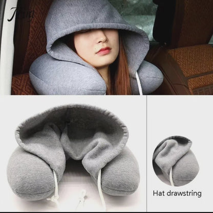 Neck pillow with hoodie