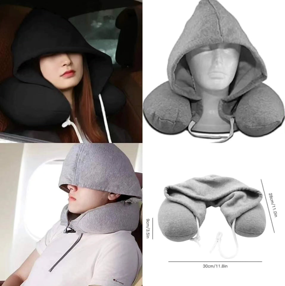 Neck pillow with hoodie