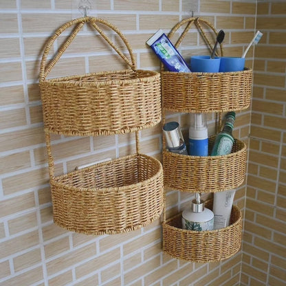 Hand woven shower caddy 3 layer