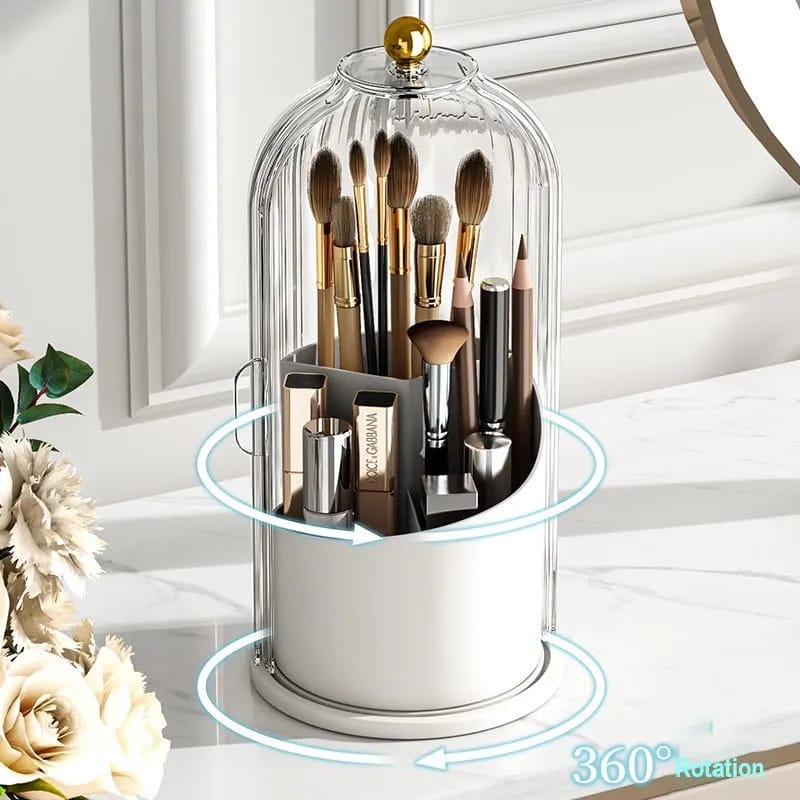 360° Rotating Makeup Brushes Holder with Lid