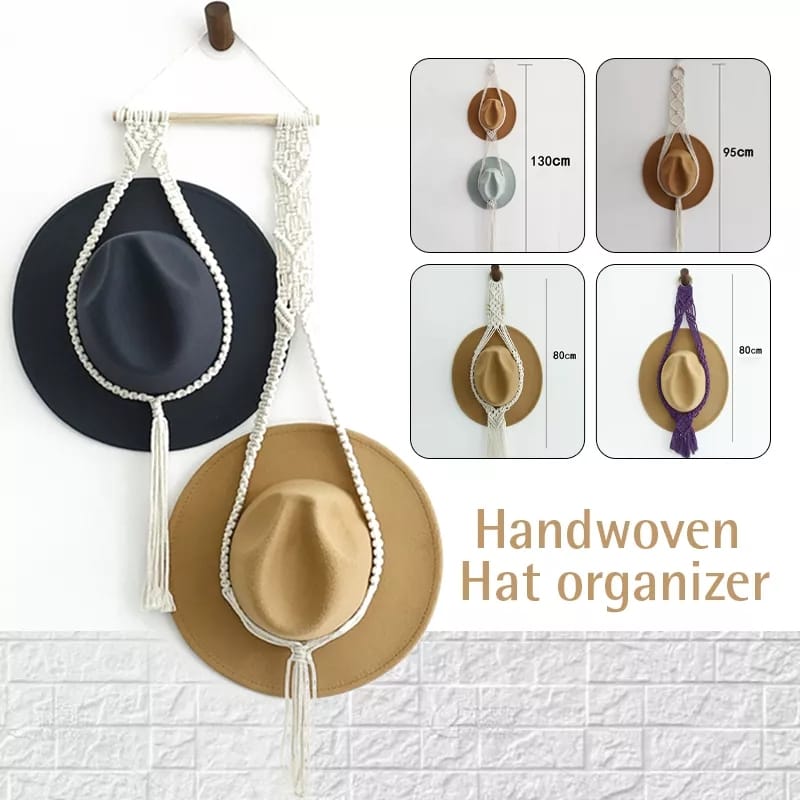 Boho Cotton Hanging Hat Organizer