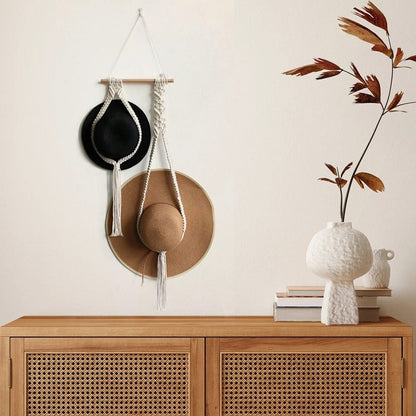 Boho Cotton Hanging Hat Organizer