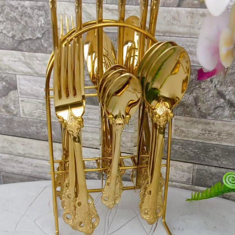 24Pc Golden Cutlery Set