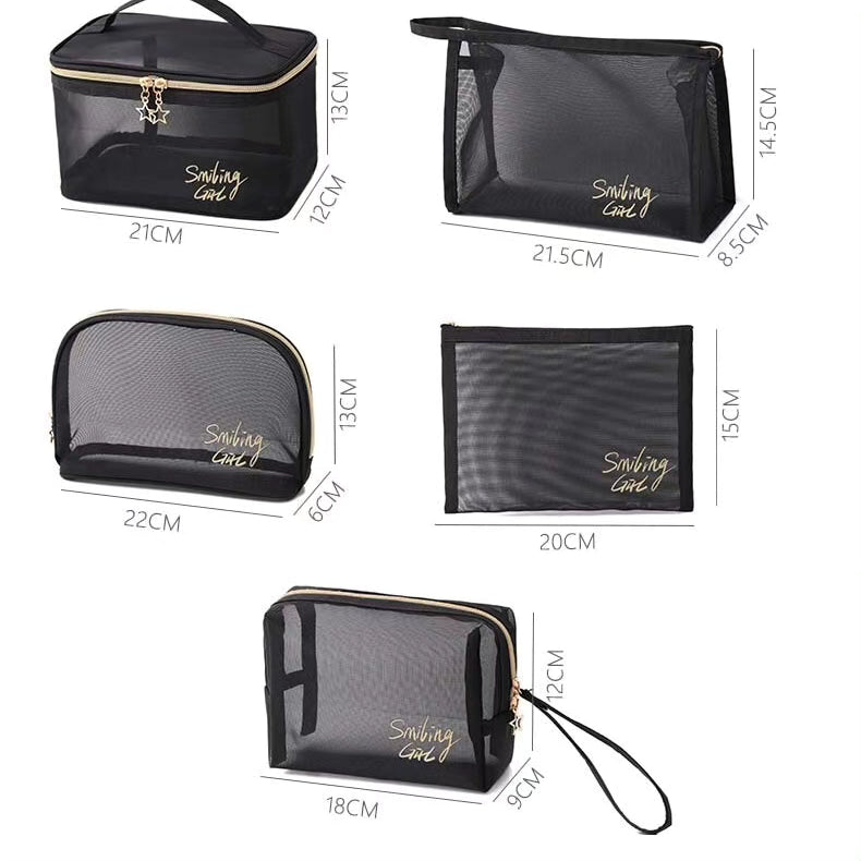 5 Mesh cosmetic bags