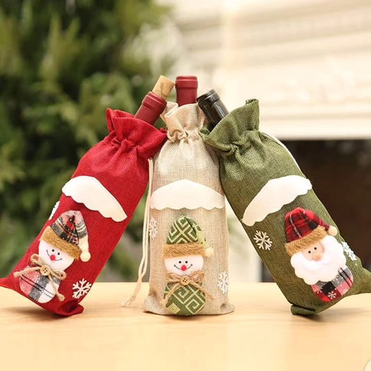 2pc Christmas gift bags for wine bottle/Santa candy bags