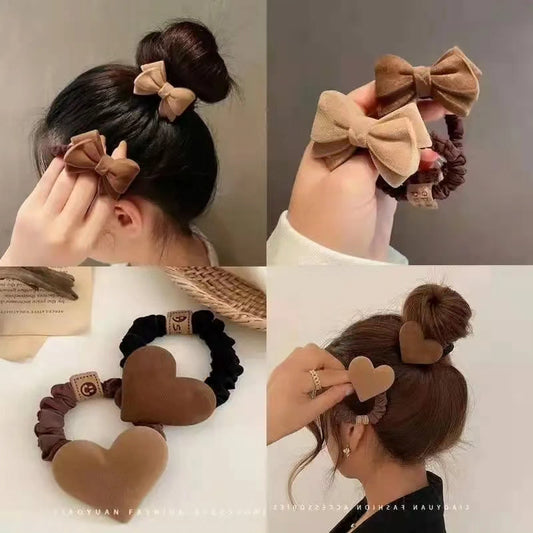 Cute Bow Knot Heart Hair Tie