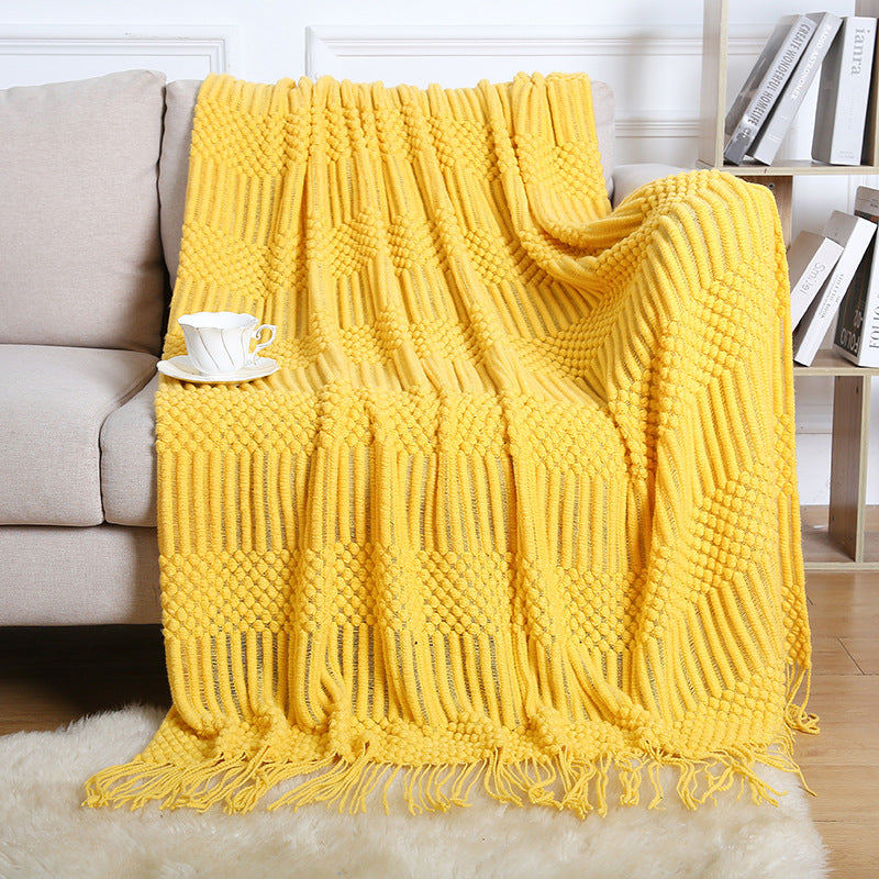 Knitted throw blanket