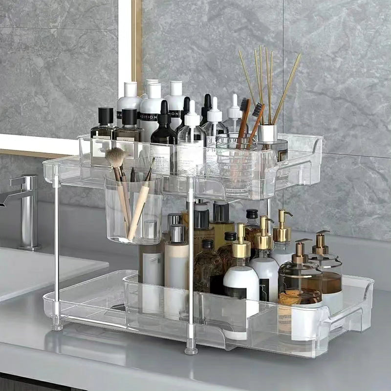 2 Tier Multifunctional Clear Organizing Tray