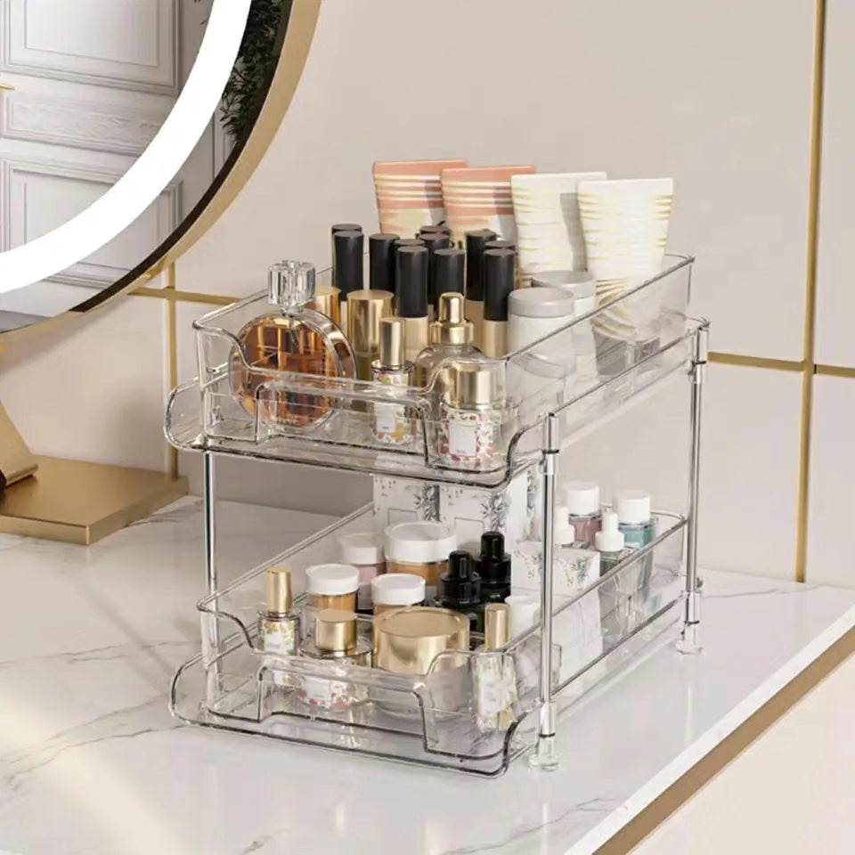 2 Tier Multifunctional Clear Organizing Tray