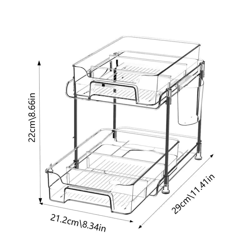 2 Tier Multifunctional Clear Organizing Tray