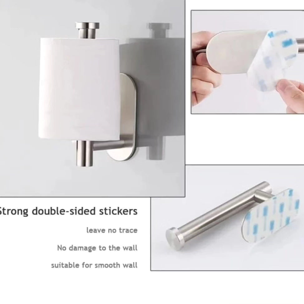 Stainless adhesive toilet tissue holder