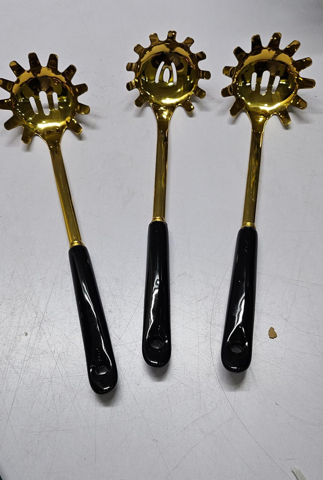 Golden Serving Spoon with Ceramic Handle