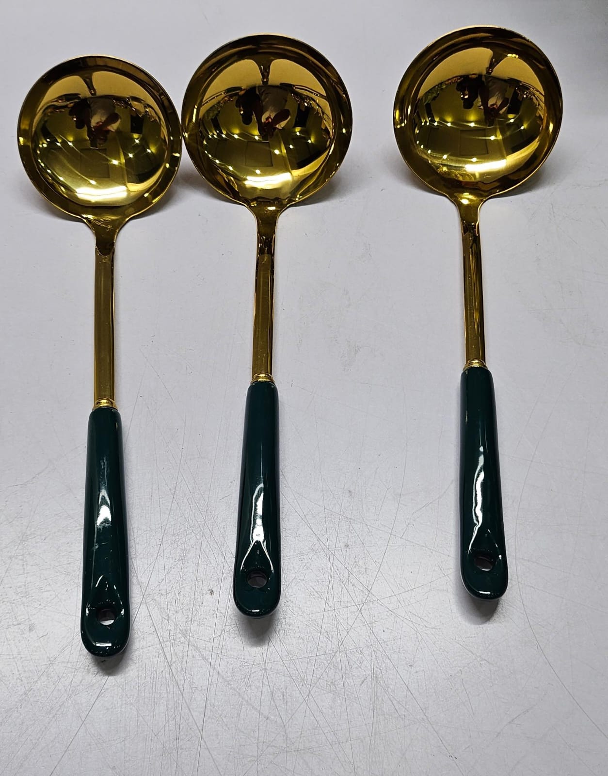 Golden Serving Spoon with Ceramic Handle