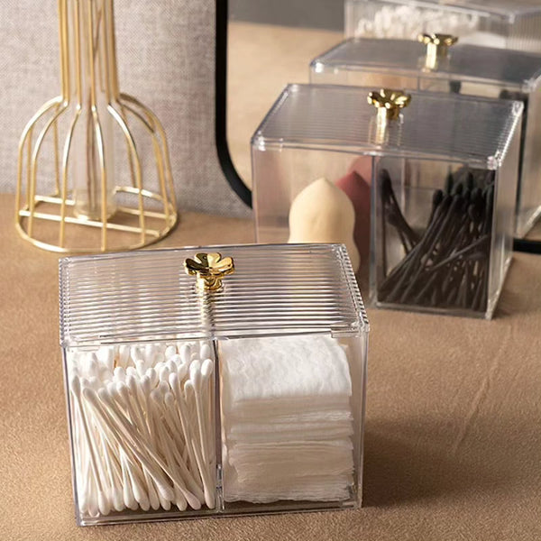 Acrylic Desktop Dust-Proof Cosmetic and Cotton Swabs Storage Box