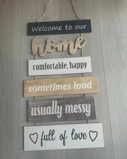 Hanging wooden wall art