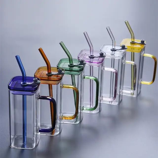 Square Glass with Colored Handle